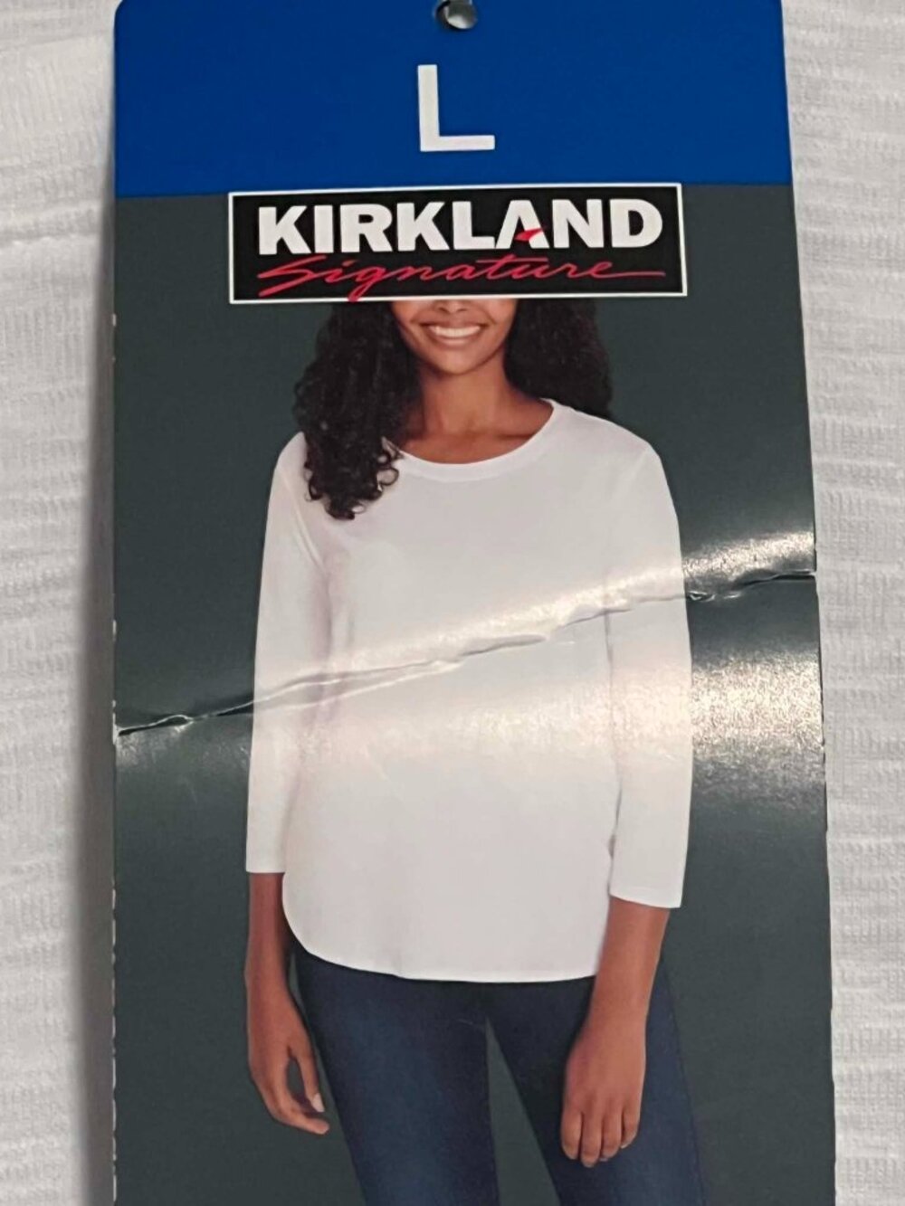 NWT Kirkland 3/4 Sleeve Slub Tee 100% Cotton Size L